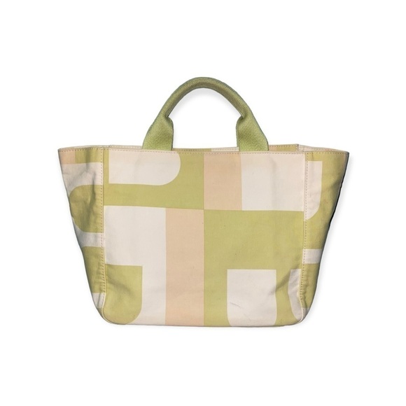 BALLY Canvas Handbag in Cream/Green/Beige Classic Tote - Picture 3 of 16